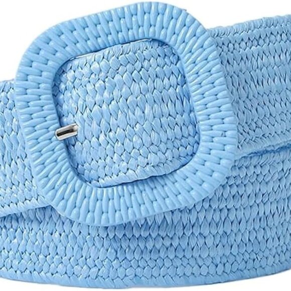 Accessories - Women Straw Woven Elastic Belt Wide Braided Waist Accessory for Dress Jeans